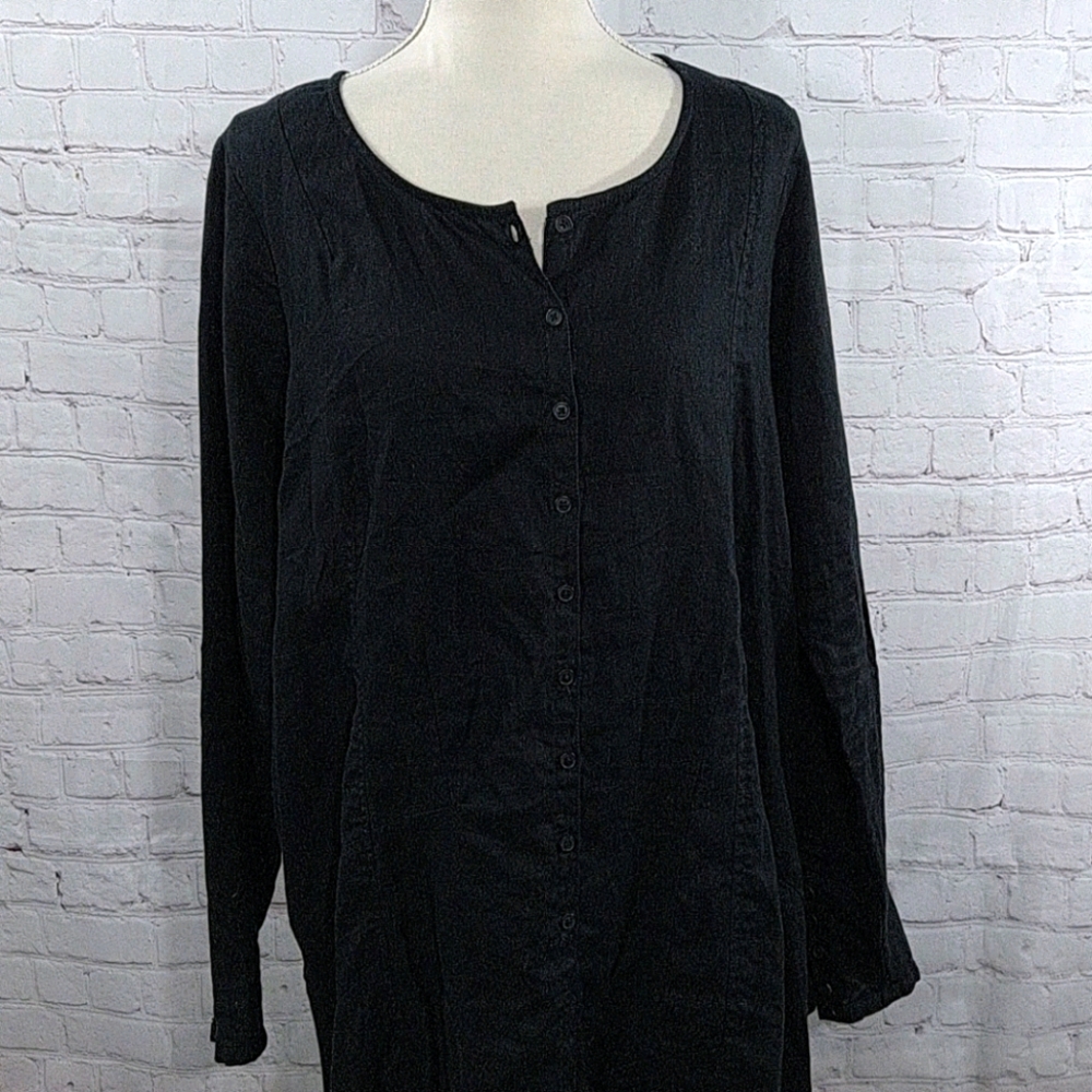 Black Label Black Linen Long Sleeve Dress